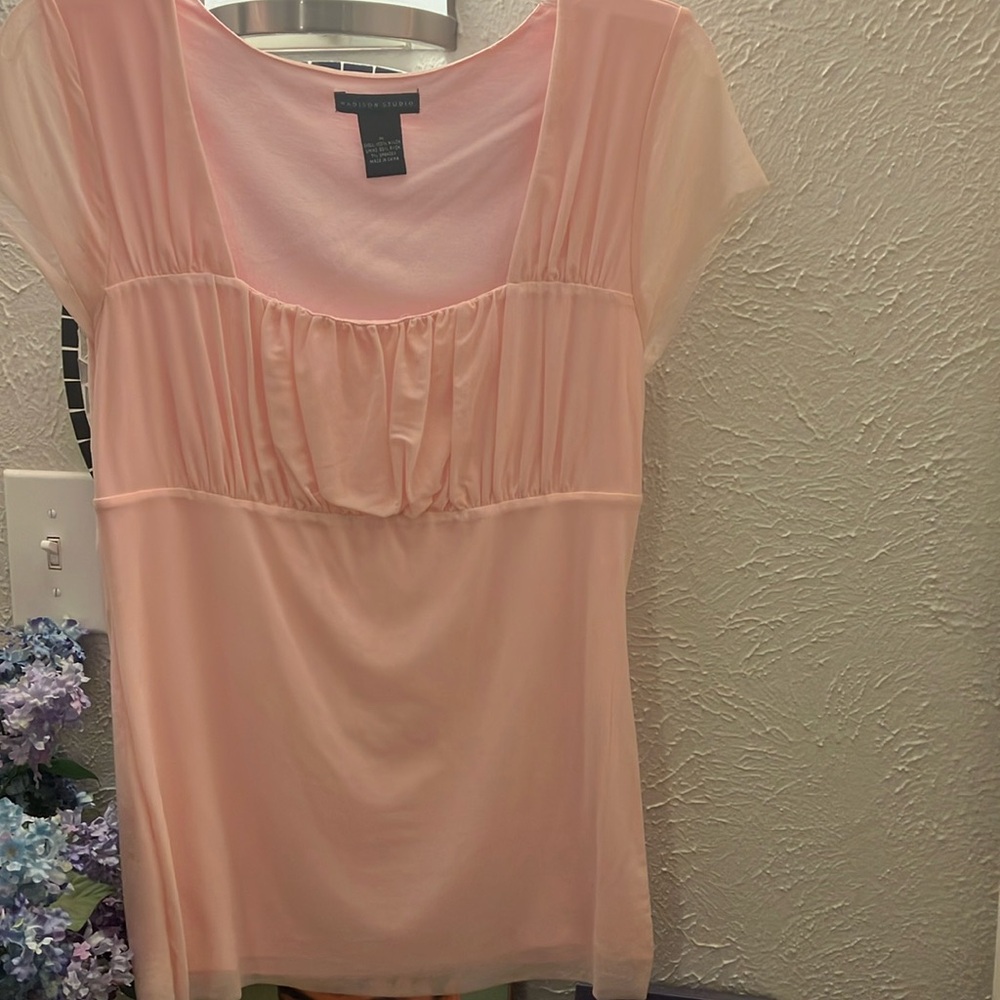Banana Republic Pink Ruched Bib Collar Blouse